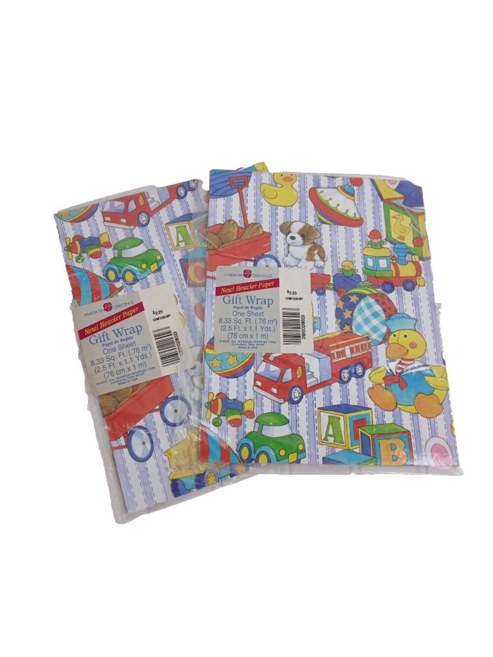American Greetings Retro Toy Gift Wrap Wrapping Paper 2 Packs  #GW1364P USA Vntg